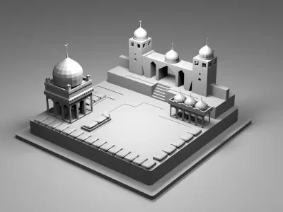 Arabic Eastern Islamic Palace with Masjid 3D model