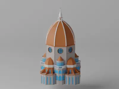 Low Poly Florence Cathedral Santa Maria del Fiore Low-poly 3D model