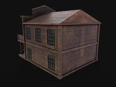 Western Saloon Low-poly 3D model