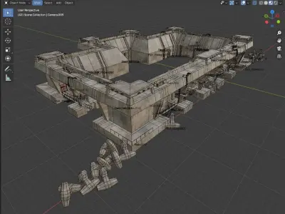 Future Fort Bunker Dystopian Military Outpost Kitbash 3D model