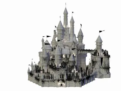 Fantasy night castle 3D model