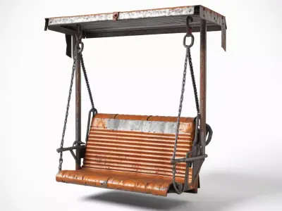 Rusty Corrugated Metal Garden Swing 3D model