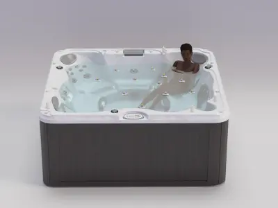 Romantic Bathtub with a Female and Passion Flowers 3D model
