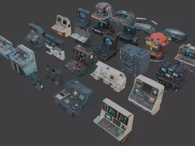 Sci-Fi Consoles and Control Panels 3D model