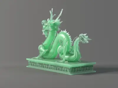 carved model jade seal Panlong Dragons 3D model