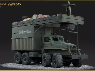 PBR-GrandPa Nomad-PostApocalyptic Truck Low-poly 3D model