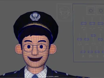 Airline Pilot captain Low-poly 3D model