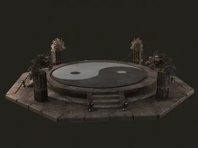 altar respawn Dragons platform stairs base rocks stone 3D model