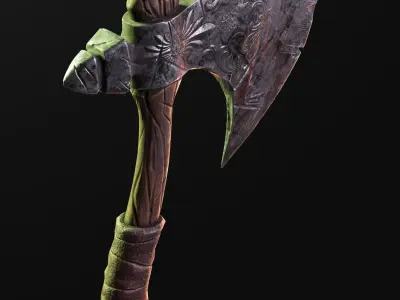 War Axe Low-poly 3D model 5