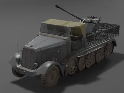 Sd kfz 6-2 Anti Aircraft Gun Low-poly 3D model