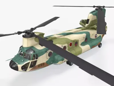 CH-47J Chinook JASDF Complex Animation Low-poly 3D model