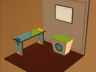 Simple booth Low-poly 3D model