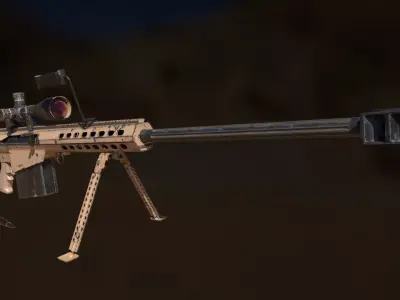 Barret M107 Desert damaged or clean 3D model