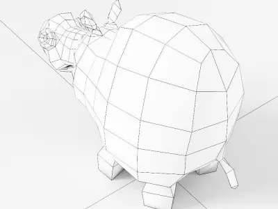 Hippopotamus cartoon 3d model  Low-poly 3D model