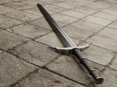 witcher-style sword Free low-poly 3D model