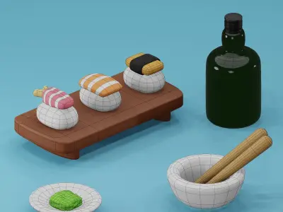 Sushi Sets in Cyber world 3D model