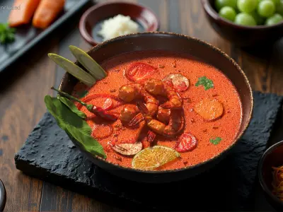 Spicy Tom Yum Soup with Shrimp and Bok Choy Leaves 3D model