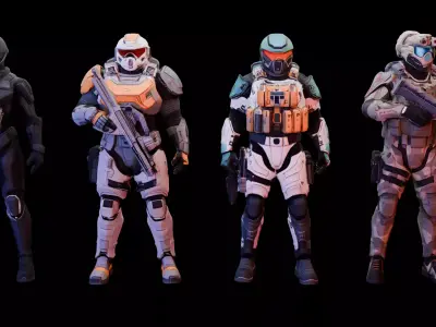 Sci-Fi Soldiers v2 3D Model 3D model
