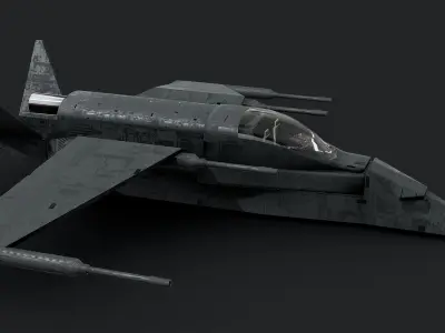 Futuristic Sci-Fi Air Force Airplane Space Ship Low-poly 3D model