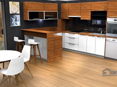 modern kitchen design with island Free low-poly 3D model