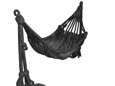 Colorful Fabric Rope Hammock Low-poly 3D model
