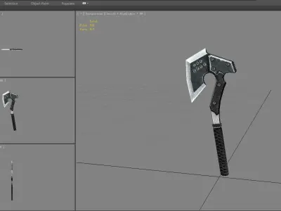 Cartoon military tomahawk - iron axe Low-poly 3D model