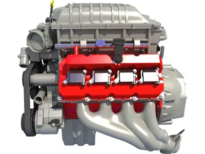 2018 Dodge Challenger HEMI Demon Engine 3D model