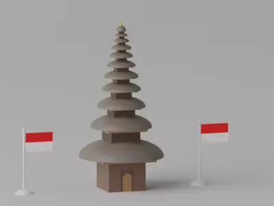 Temple Pura Ulun Danu Beratan Indonesia 3D model