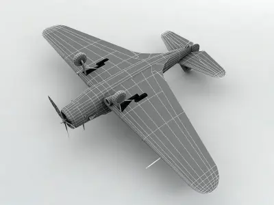 Douglas TBD Devastator Aircraft WWII Low-poly 3D model