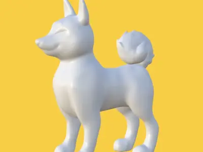 Happy Charming Cartoon Shiba Inu Dog Figure Figurine Model 3D model