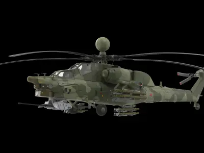 Mi-28N Green Low-poly 3D model