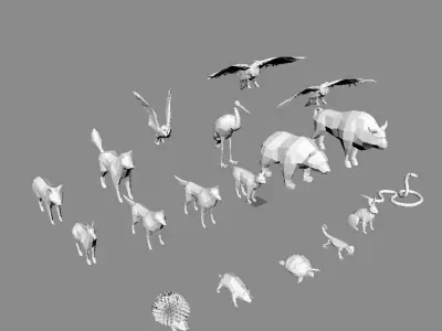 Animals lowpoly animal set Low-poly 3D model
