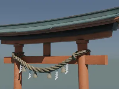Japanese Red Torii Gate Low-poly 3D model