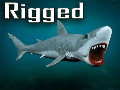 Great white shark  Low-poly 3D model