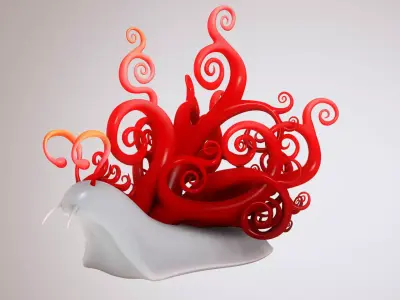 Snail with Curly shape shell 3D model