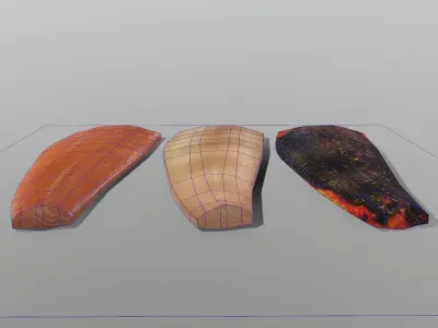 Salmon three pieces of fish Low-poly 3D model
