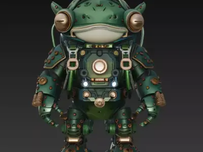 Emerald Mecha Toad - Stylized Robotic Amphibian 3D Model 3D print model