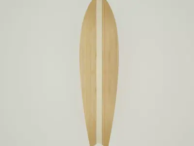 Fish Pattern Wooden Surfboard Free 3D model