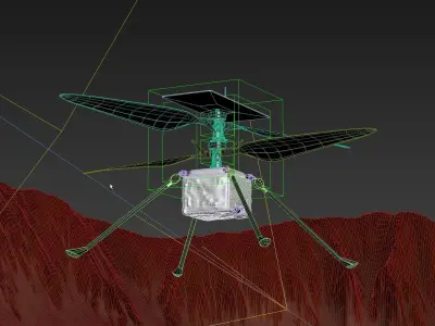 Ingenuity Helicopter takeoff animation 3D model