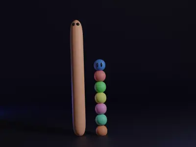 Worm and Caterpillar Cartoon 3D model