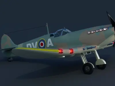 Spitfire old british fighter plane 3D model