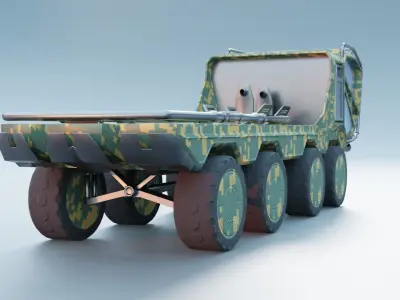 8 wheeler heavy cargo truck Low-poly 3D model