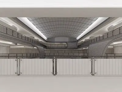 Shopping Mall interior Low-poly 3D model