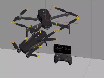 Folding aerial drone Low-poly 3D model