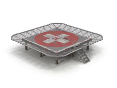 Helipad 2 bench Low-poly 3D model