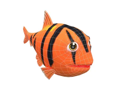 Scissortail Sergeant Fish Cartoon Animated Low-poly 3D model