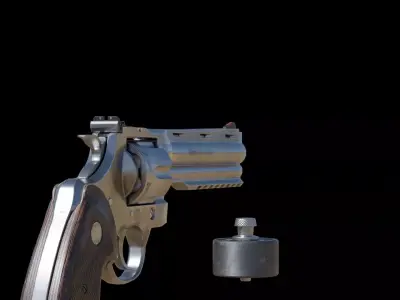 Realistic Revolver Handgun Detailed Hard Surface PBR Asset Low-poly 3D model