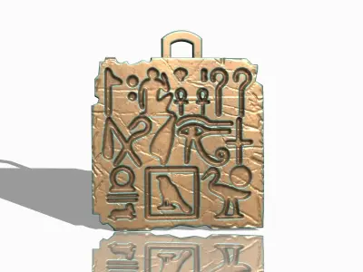 COPY OF OLD EGYPT HIEROGLYPHS CARVED BOARD JEWELRY PENDANT M02 3D print model