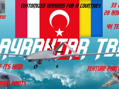 Bayraktar TB2 Low-poly 3D model
