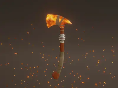 Fire Axe - Elemental Axe - Model 01 Low-poly 3D model